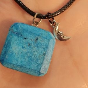 Chrysoclla pendant with moon charm